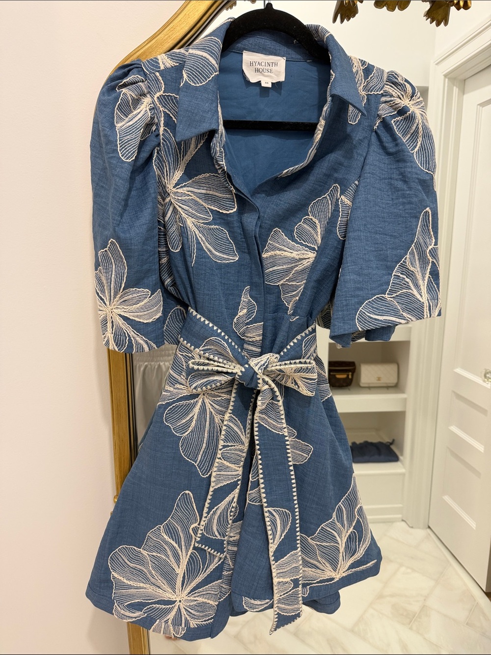 Hyacinth House Chambray and Ivory Embroidery Cindy Dress - Picture 3 of 5